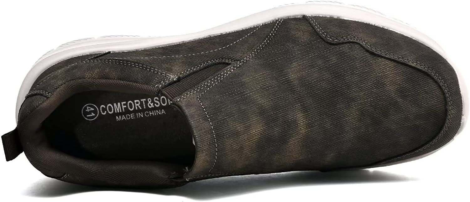 Mens Slip-on Walking Shoes Casual Loafer Comfortable Soft Daily Work Driving Flats Shoes Army Green