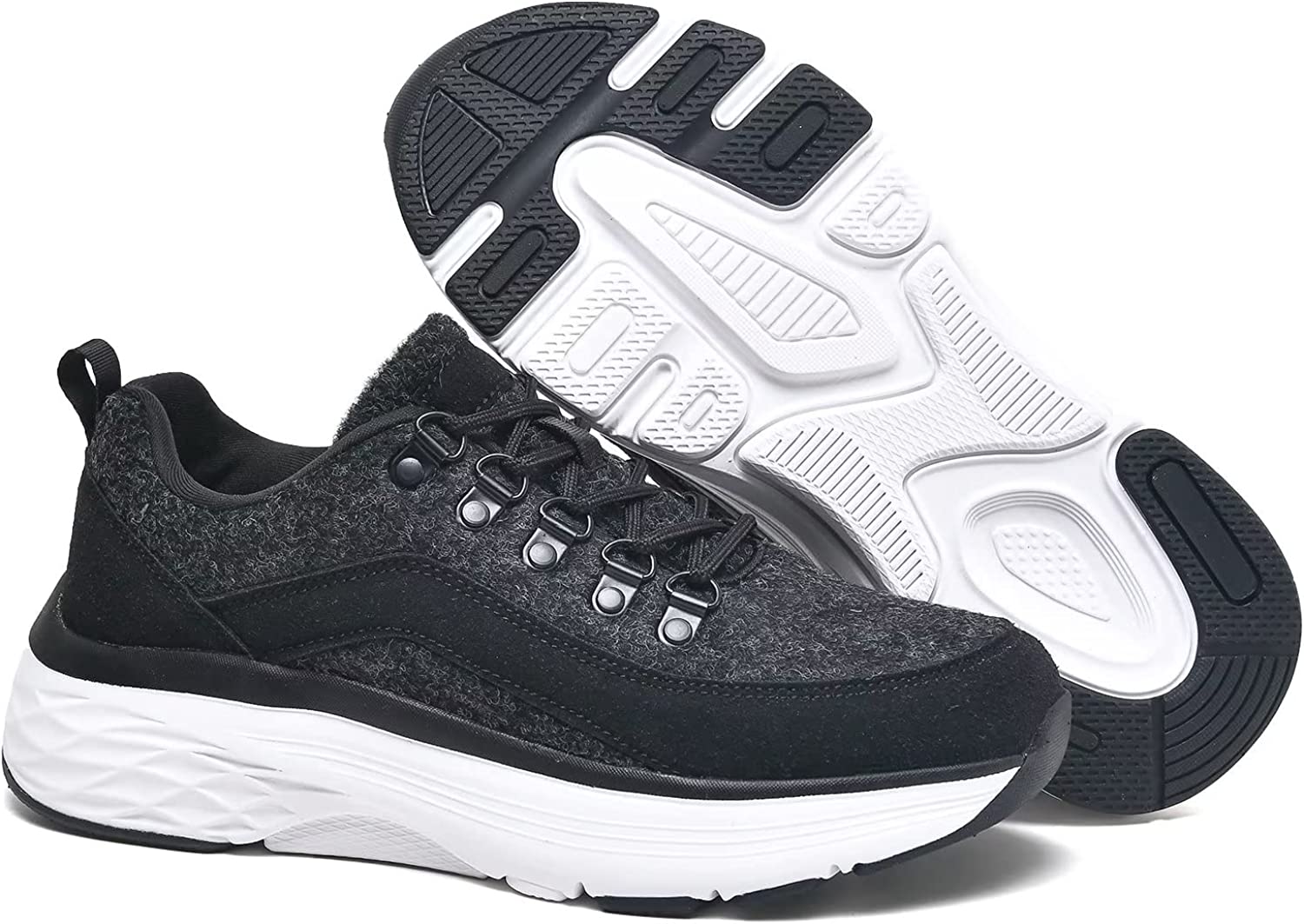 Womens Winter Walking Shoes Comfortable Non-Slip Sneaker Ladies Lace-up Warm Tennis Shoes