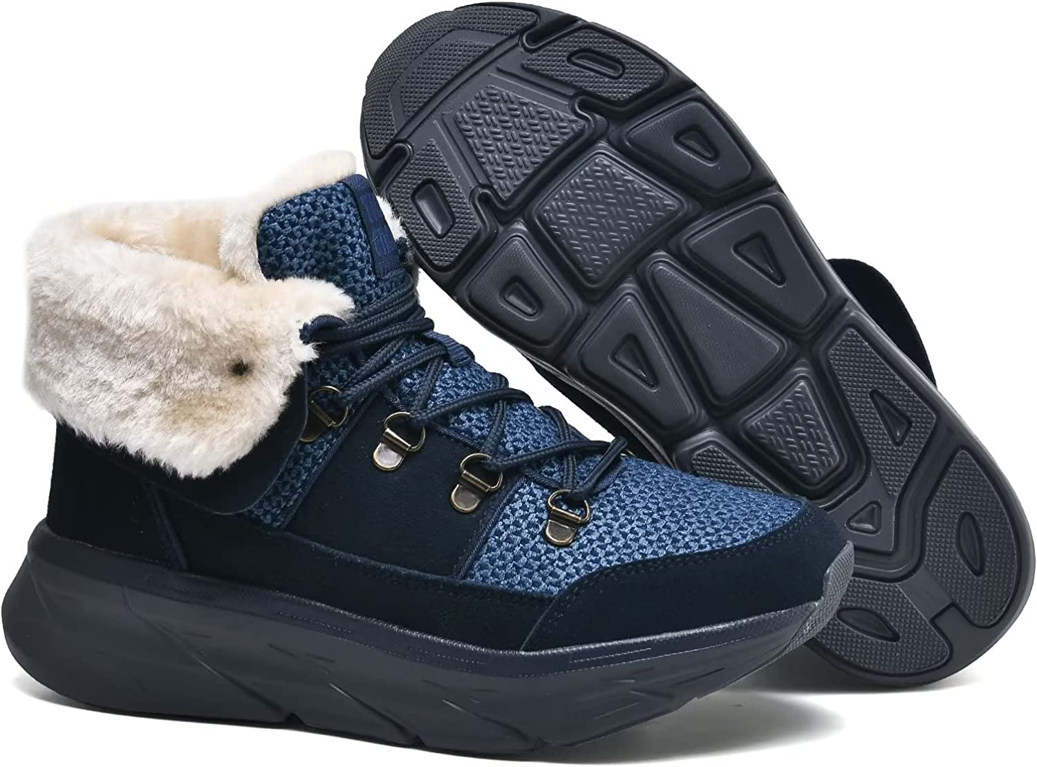 Womens Winter Snow Boots Warm Fur Lining Ankle Booties Comfortable Slip on Resistant Walking Outdoor Shoes