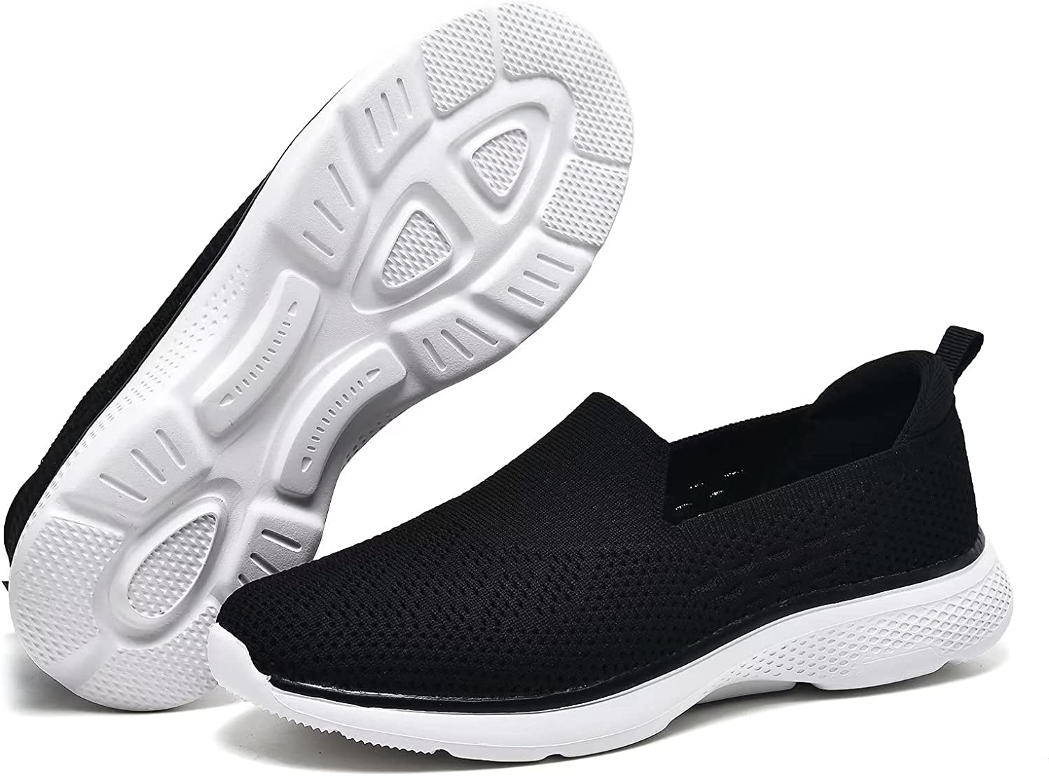 Women Casual Slip-on Walking Running Shoes - Breathable Workout Gym Work Sneaker Black