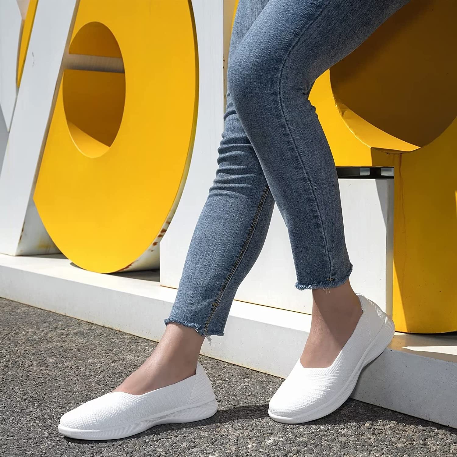 Womens Slip On Walking Shoes Breathable Mesh Casual Flats Shoes Low-Top Lightweight Loafers