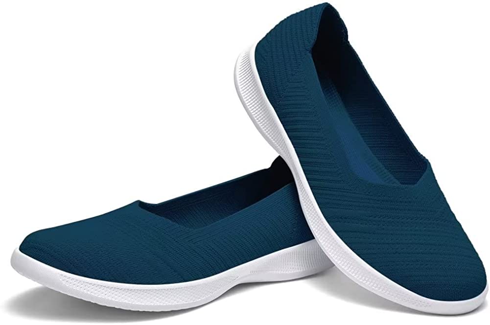 Womens Slip On Walking Shoes Breathable Mesh Casual Flats Shoes Low-Top Lightweight Loafers