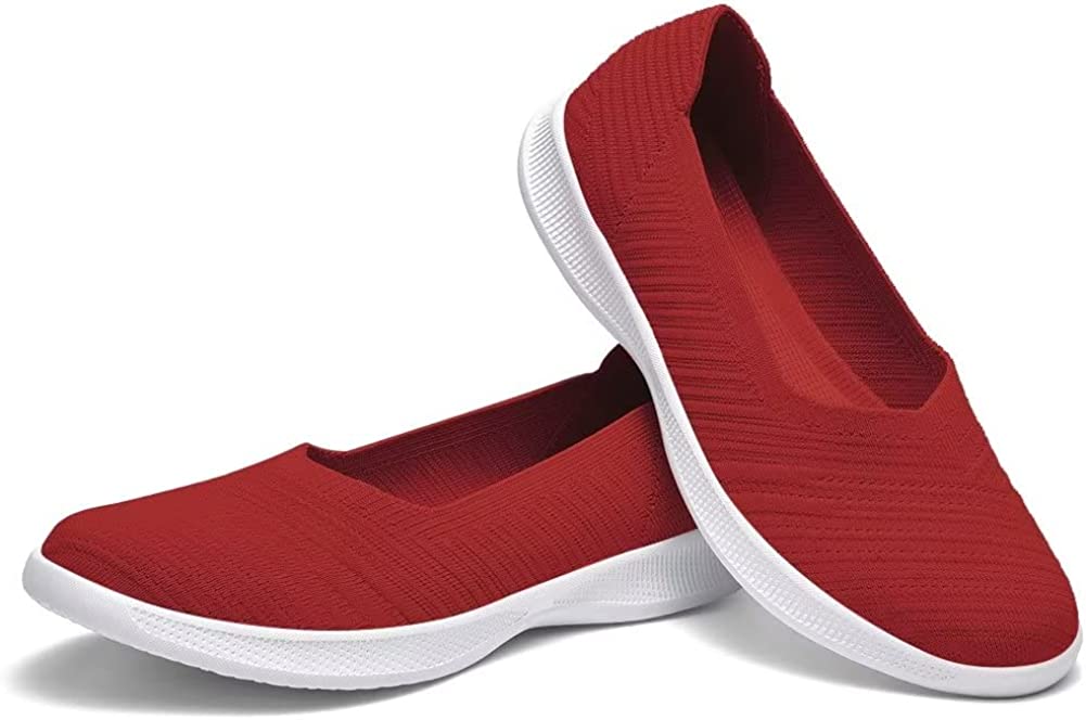 Womens Slip On Walking Shoes Breathable Mesh Casual Flats Shoes Low-Top Lightweight Loafers