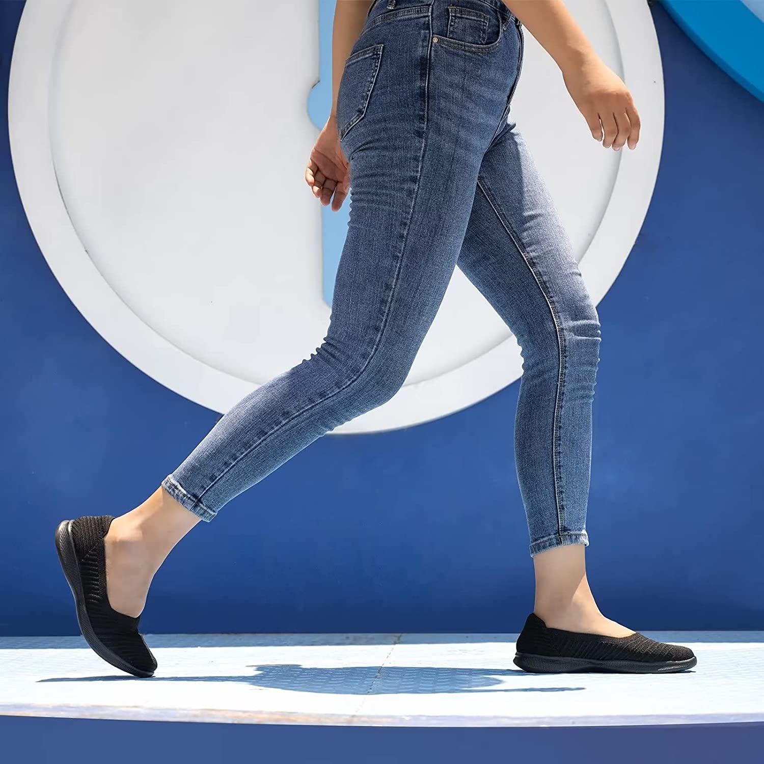 Womens Slip On Walking Shoes Breathable Mesh Casual Flats Shoes Low-Top Lightweight Loafers