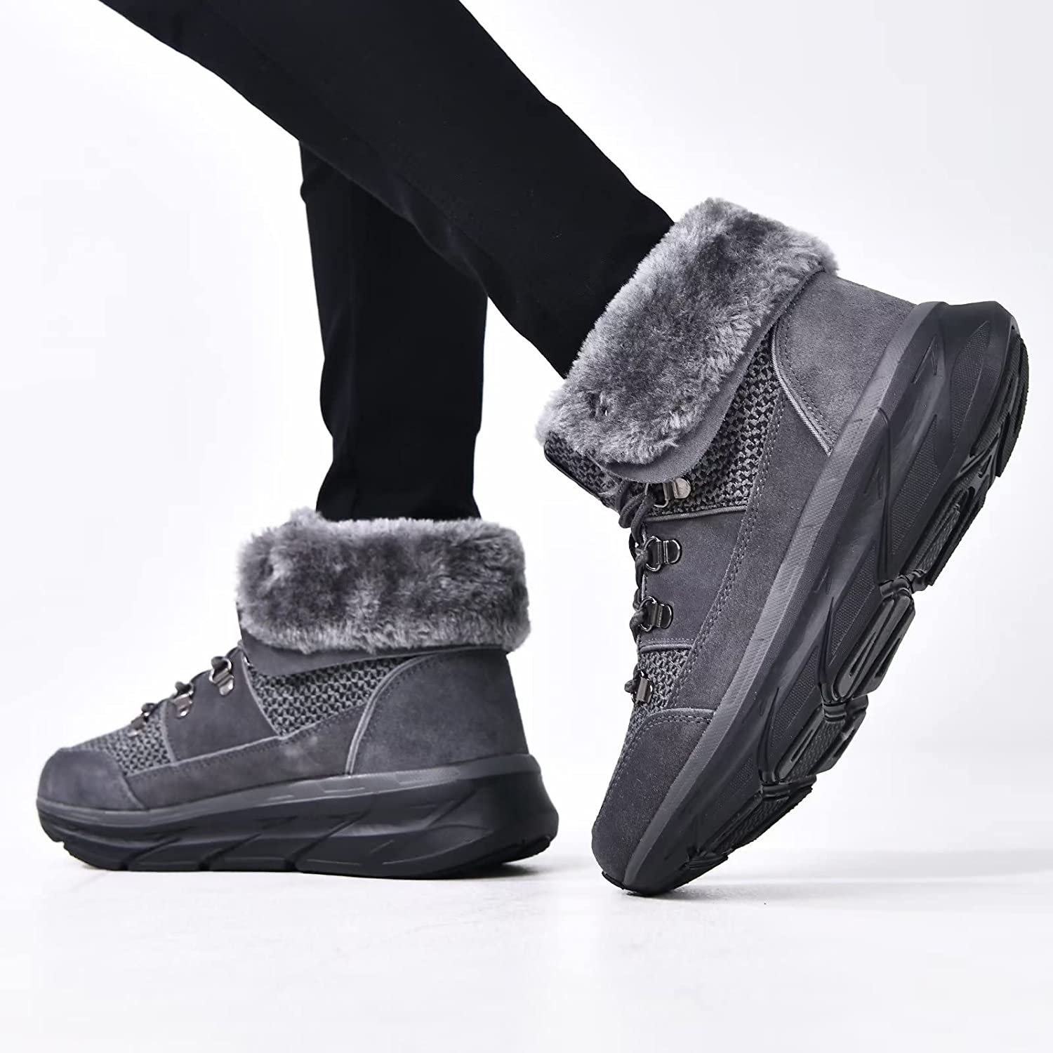 Womens Winter Snow Boots Warm Fur Lining Ankle Booties Comfortable Slip on Resistant Walking Outdoor Shoes