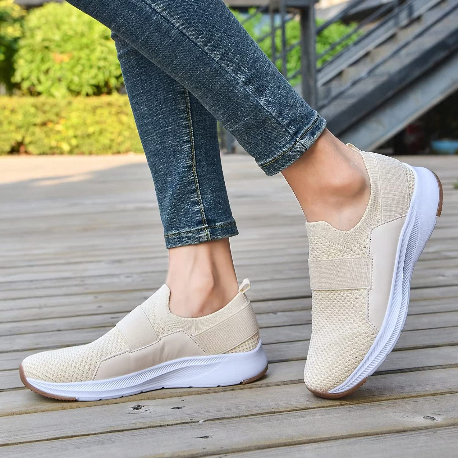 Women Casual Slip-on Walking Tenni Shoes -Comfortable Gym Running Yoga Sneaker