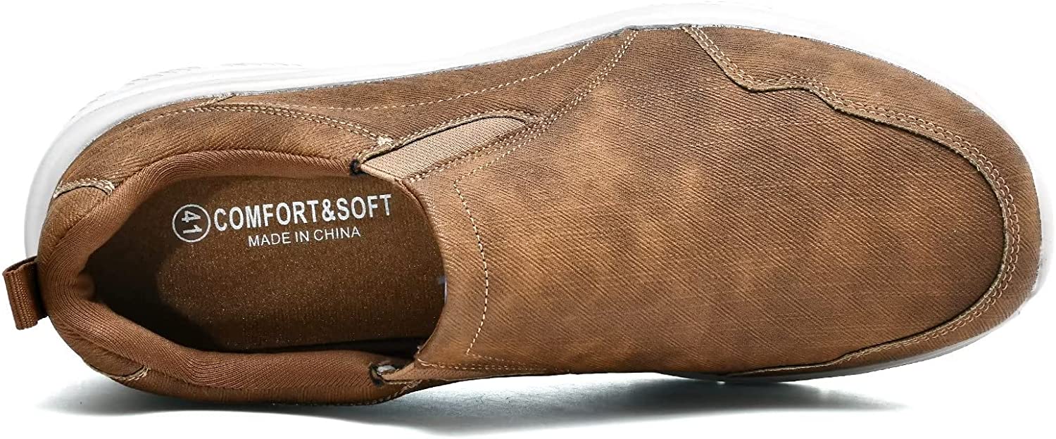 Mens Slip-on Walking Shoes Casual Loafer Comfortable Soft Daily Work Driving Flats Shoes Reddish Brown