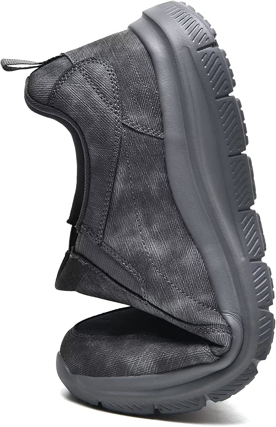 Slip-on Walking Shoes Casual Loafer Comfortable Soft Daily Work Driving Flats Shoes Dark Grey